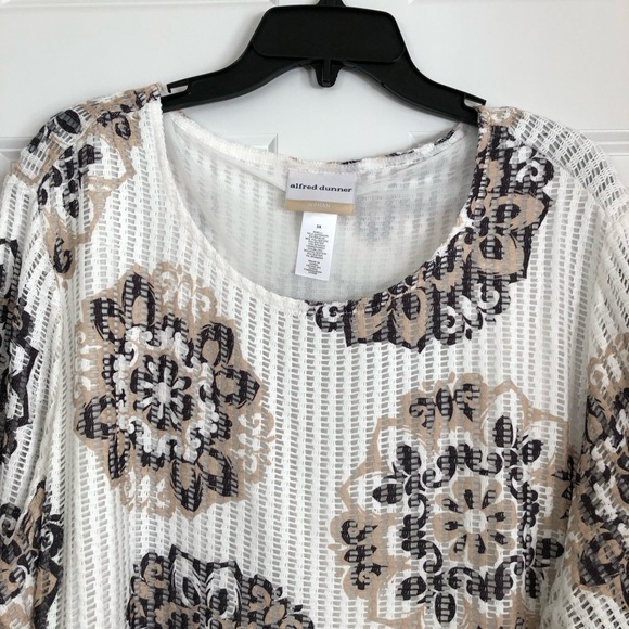 Alfred Dunner Women Blouse Top Women's Plus Size 3X Floral Beige Brown White ps2 - Picture 8 of 10